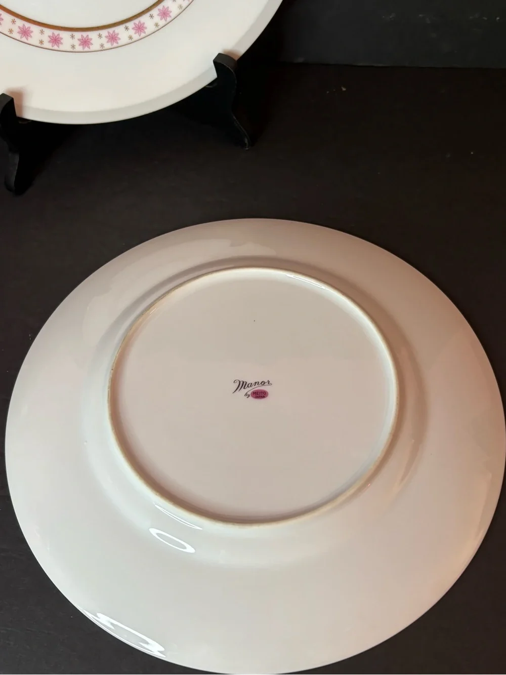 Vintage Pink Atomic Starburst Meito Fine China 10” Dinner Plates Set of 2